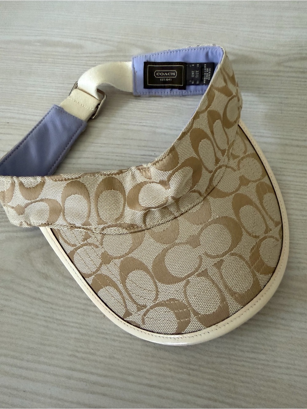 Coach Tan Signature Visor with adjustable strap
